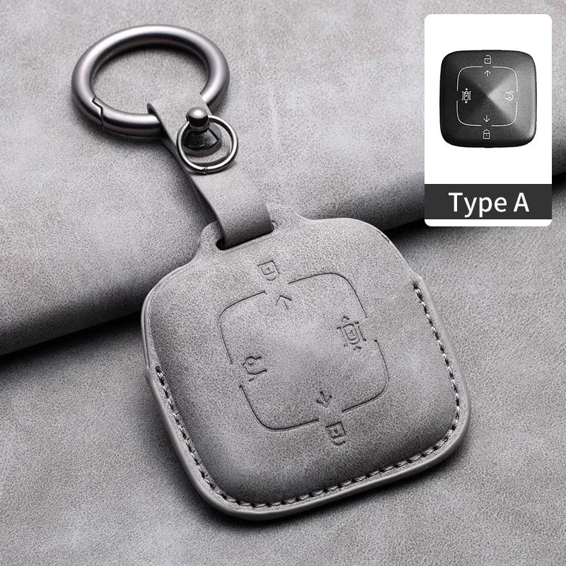 Leather 4 Buttons Car Remote Key Case Cover for Zeekr 001 X 2025 2025 2025 2025 for ZEEKR 001 009 Full Protector Fob Keychain