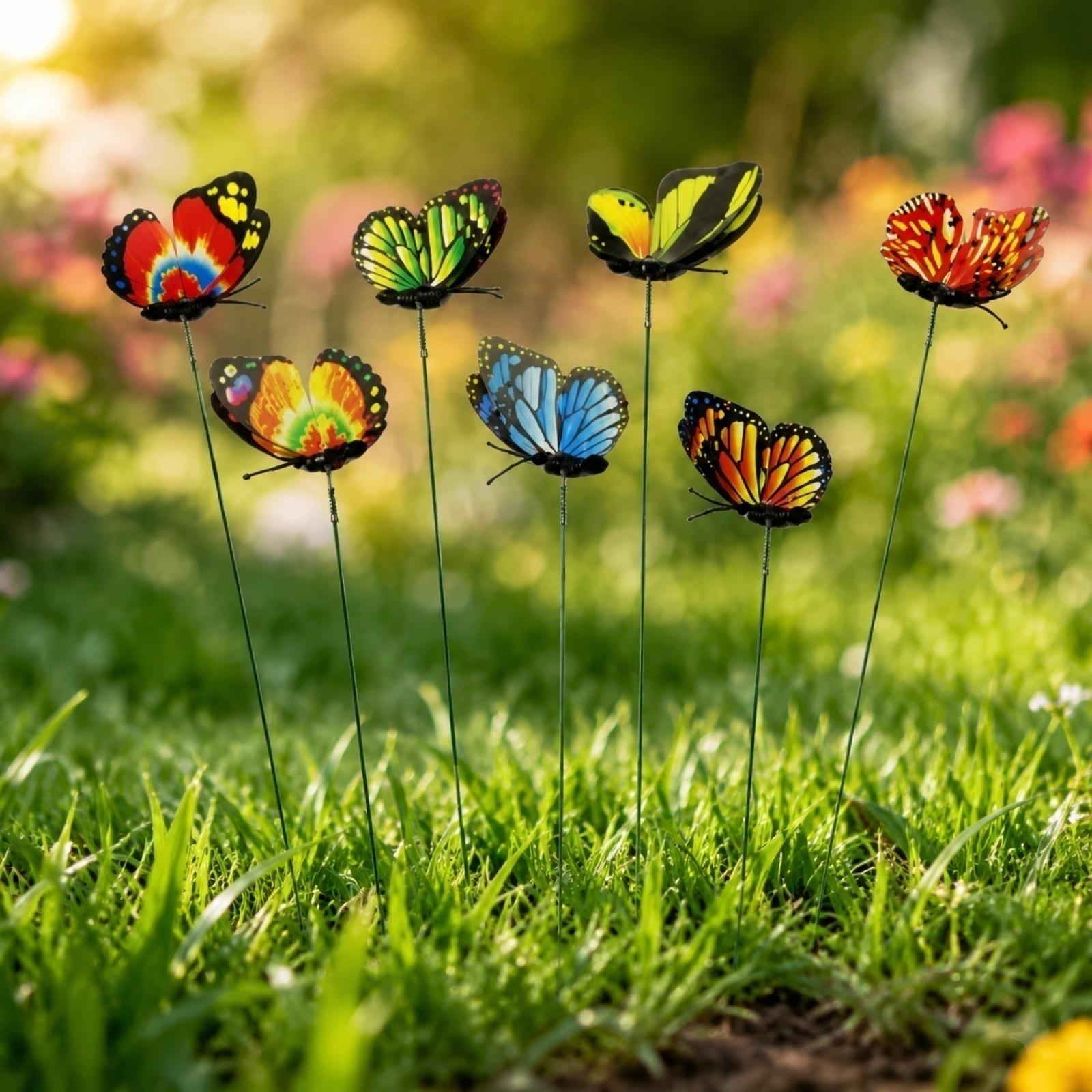 

10pc Butterfly Plant Stakes Garden Decoration Metal Butterfly Plant Picks Outdoor Garden Accessories for Flower Pots and Lawn Decoration One Size червоний