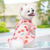 Flower Pattern Ice Silk Dog Clothes Adjustable Pet Flying Sleeve Skirt  Outdoor Activities