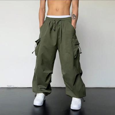 Pánske ležérne cargo nohavice Módne Streetwear Klasické pánske rovné široké nohavice Šnúrka Pracovné oblečenie Trendy voľné cargo nohavice