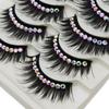 5 Pairs Glitter False Eyelashes with Rhinestones Colored Dramatic Lashes Hard Strip for Costume Photoshoot