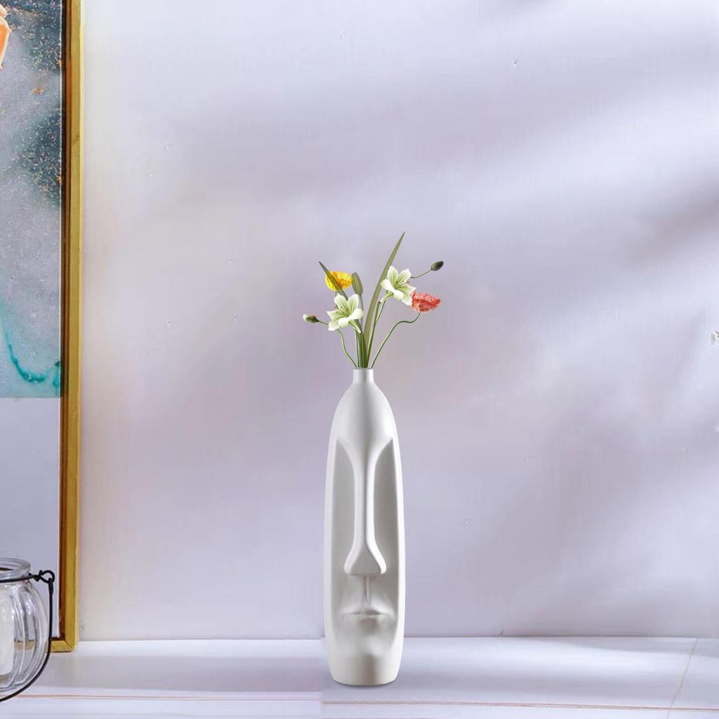 Elegant Human Face Flower Vase Modern Sculpture for Living Room Decor Style A