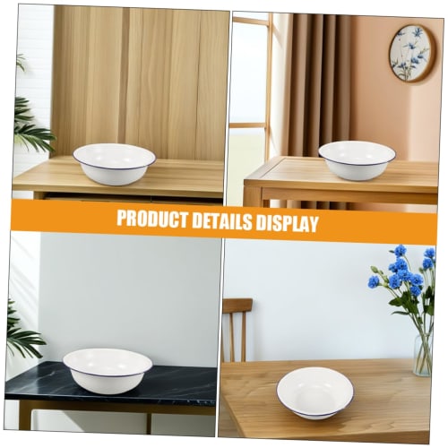 ULTECHNOVO Emajlefotbad, Vintage Emajlebasseng, Emajleskål, Emajlevaskebasseng, Emajlevaskestativ, Hvit