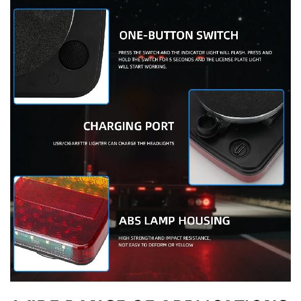 Magnetic Erou/US Wired/Wireless Trailer Signal Warning Brake Lamp High Lumens Truck Tail Light For Caravan RV Camper Lorry Truck