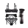 Sexy Lace 4-piece Lingerie Set - Women's Bra, Panties, Garter, Stockings