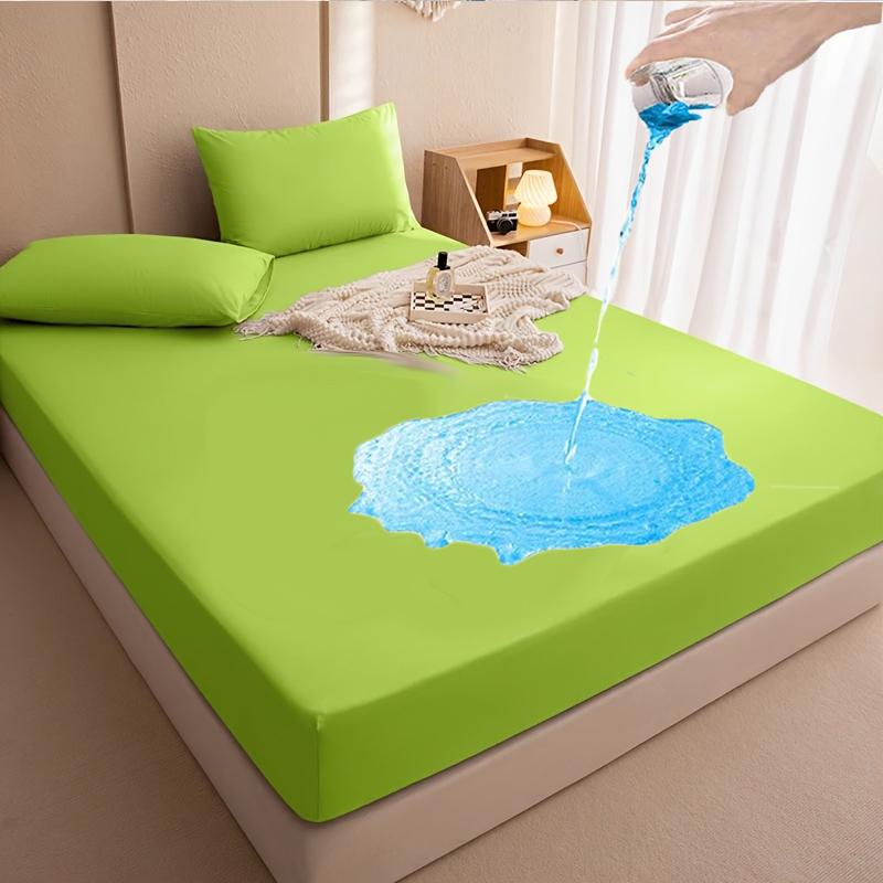 3pc Waterproof Bed Sheet and Pillowcase Set3Pieces(1Fitted Sheet+2Pillowcase),Non-Slip Deep Pocket Bed Sheet,Waterproof Mattress Cover