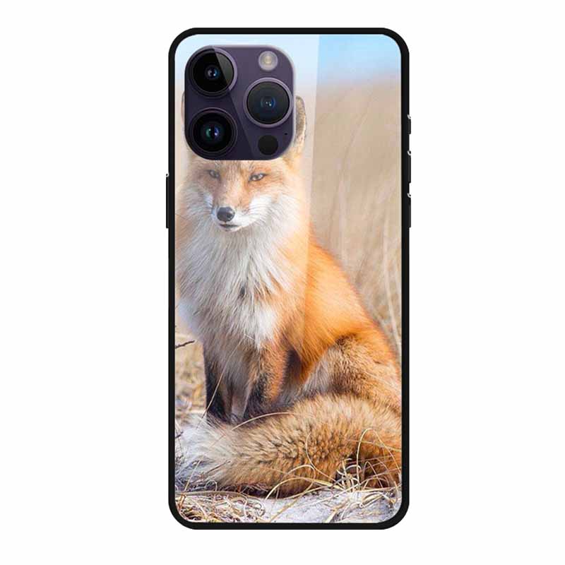 Phone Case for Apple Iphone 15 Pro 15 Plus Tempered Glass Hard Back Cover for Iphone 15 Pro Max Iphone15 Wolf Lion Funda Capa