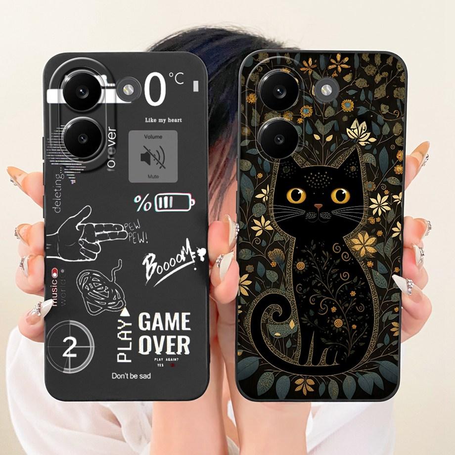 Süße Cartoon Schwarze Katze Drache Weiche Silikonhülle Für Xiaomi Poco X8 Pro Max Redmi Turbo 5 Max Handyhülle Stoßfeste Abdeckung Coque