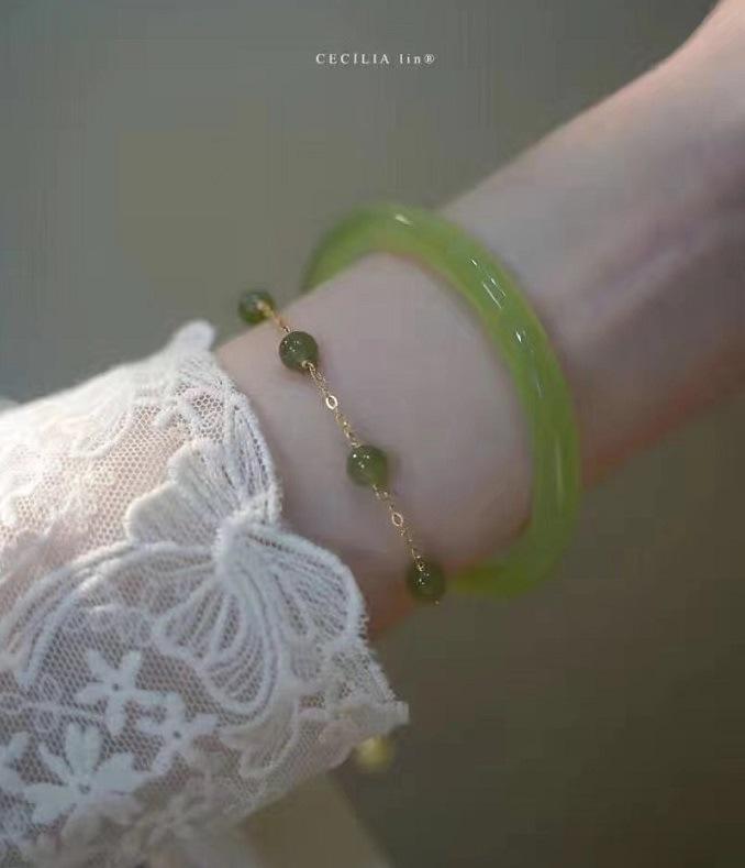 Set Brățări Jingle Glazurate cu Agat Jad Imitat