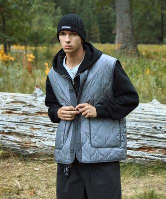 Fluke Oversized Quilted Vest Dark Grey Fvt203