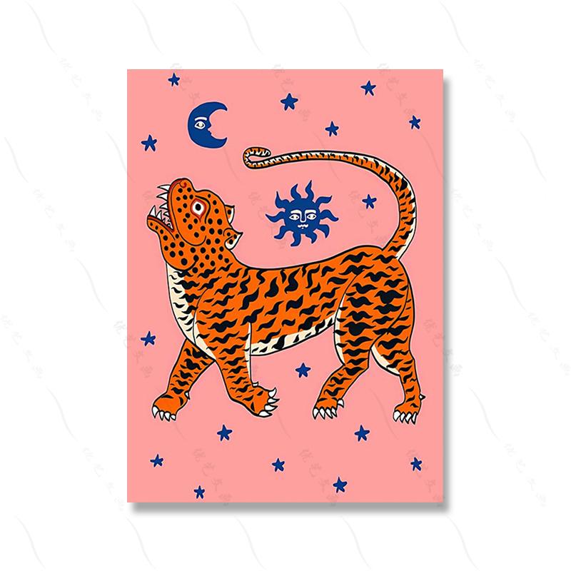 Colorful Abstract Poster Print Tiger Leopard Snake Tropical Jungle Wall Art Canvas Painting Wall Picture Living Room Decor Retro