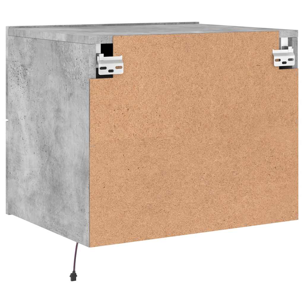 Wall Mounted Nightstand with RGB LED Lights Concrete Grey