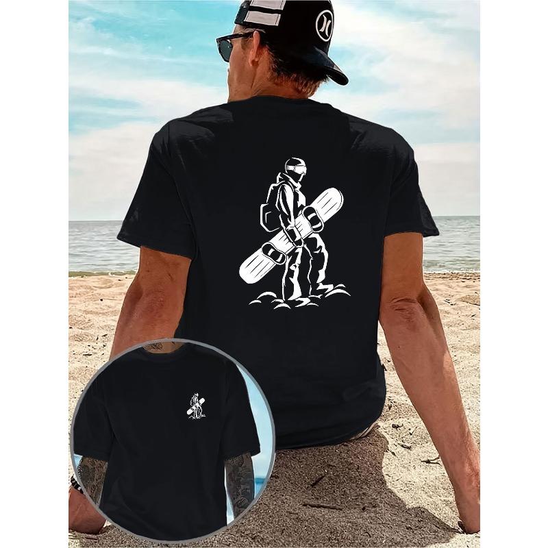Men's Snowboarder Graphic T-Shirt - Breathable Round Neck Casual Top Suitable for Outdoor Activities, Spring Summer Wear, Machine Washable Gift