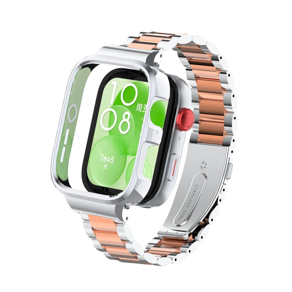 Protector de carcasa cu curea din otel inoxidabil pentru Huawei Watch Fit 3 Bratara metalica pentru ceas inteligent pentru huawei watch fit3 Band + Husa de protectie