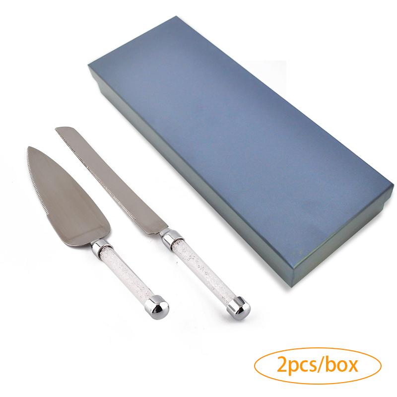 2pcs Wedding Cake Server Set Knife Pizza Shovel Tools Birthday Crystalline Party Gift Stainless Steel Elegant Pizza Dessert Tool