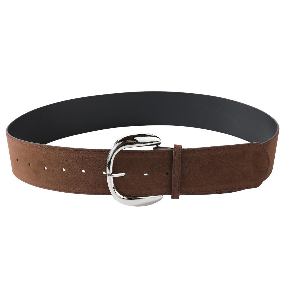 

Новый женский универсальный черный замшевый ремень с ретро игольной пряжкой