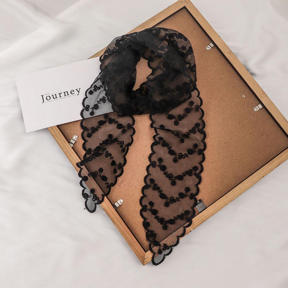 2026 New Ins Vintage White Lace Long Silk Scarf Women's Neck Scarf Y2k Narrow Hair Band Ribbon Head Wrap Decoration