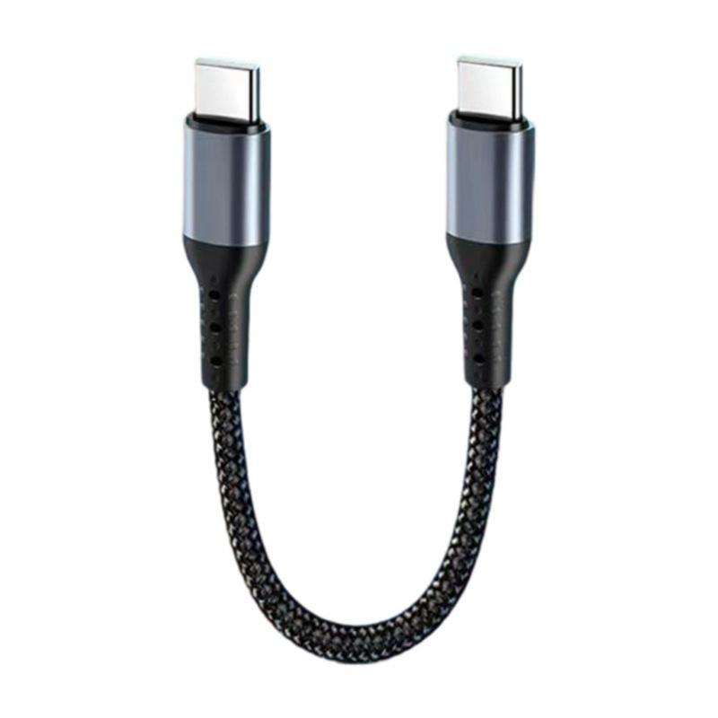 

Короткий кабель USB/Type C к USB C 25 см 66 Вт быстрая зарядка для телефона, чехол для аккумулятора, кабель для передачи данных USB к Type C, нейлоновая оплетка