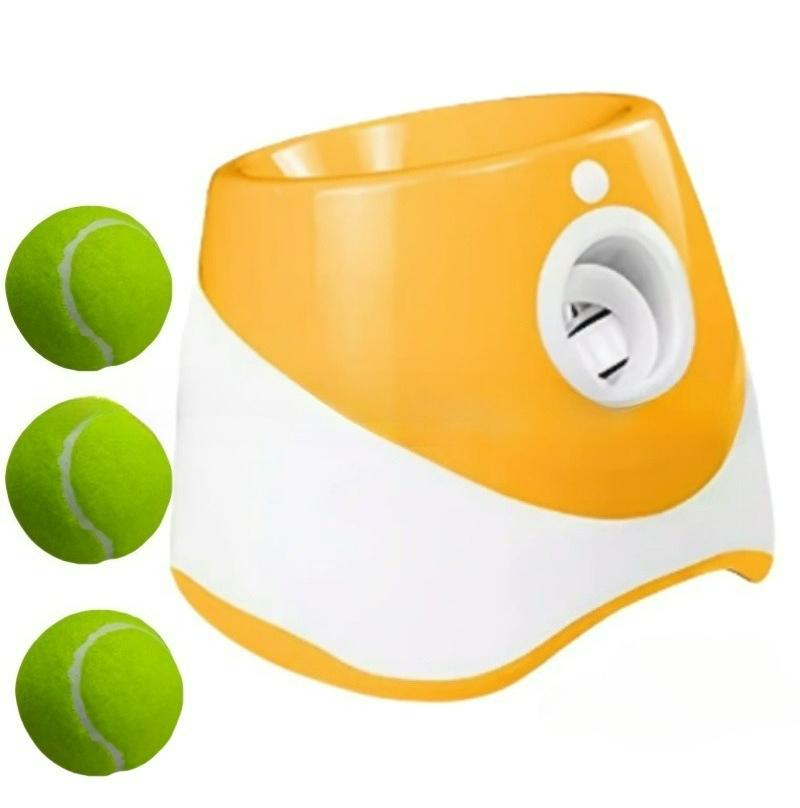 Automatic Dog Ball Launcher Interactive Dog Toy, Indoor Outdoor Pet Fetch Toy 3 Distance Modes, Rechargeable with 3 ETPU Balls жёлтый