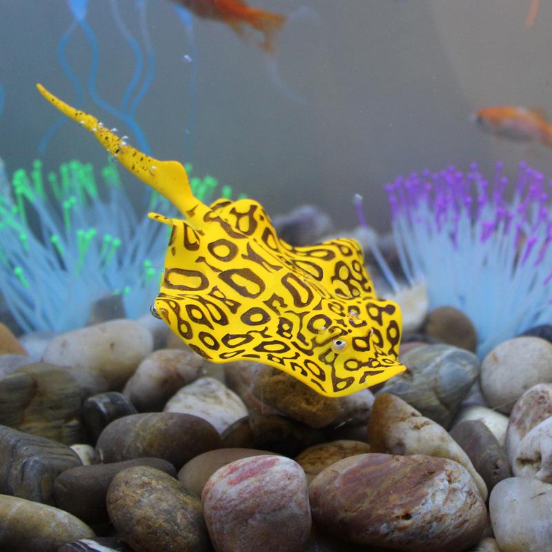 Luminous Silicone Aquarium Decorations: Goldfish & Manta Ray Simulation жёлтый