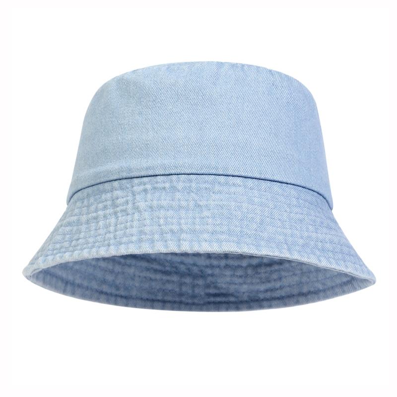 

Унисекс шляпы-ведра из стираного хлопка, модные весенне-летние универсальные солнцезащитные кепки для отдыха на природе, повседневные рыболовные кепки One Size небесно-голубой