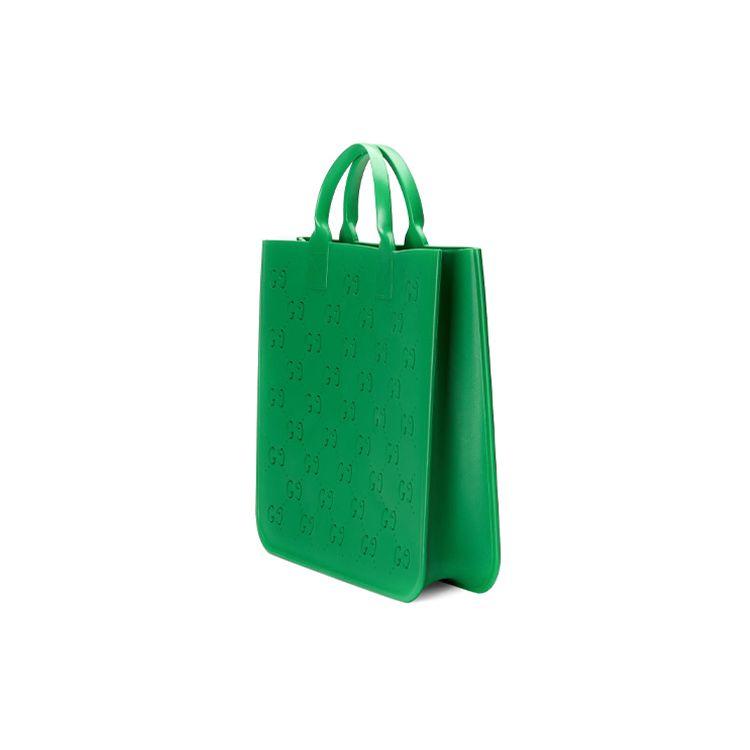 Gucci Vintage Logo Hollow Large Capacity Rubber Tote Bag Kids Tote Bags Green 679365-JFO00-3727