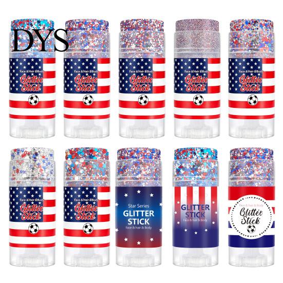 Independence Day Glitter Patriotic Red White and Blue Body Stick, 4th of July Accessories for Women Kids, Sparkling Self-adhesive For Face Hair