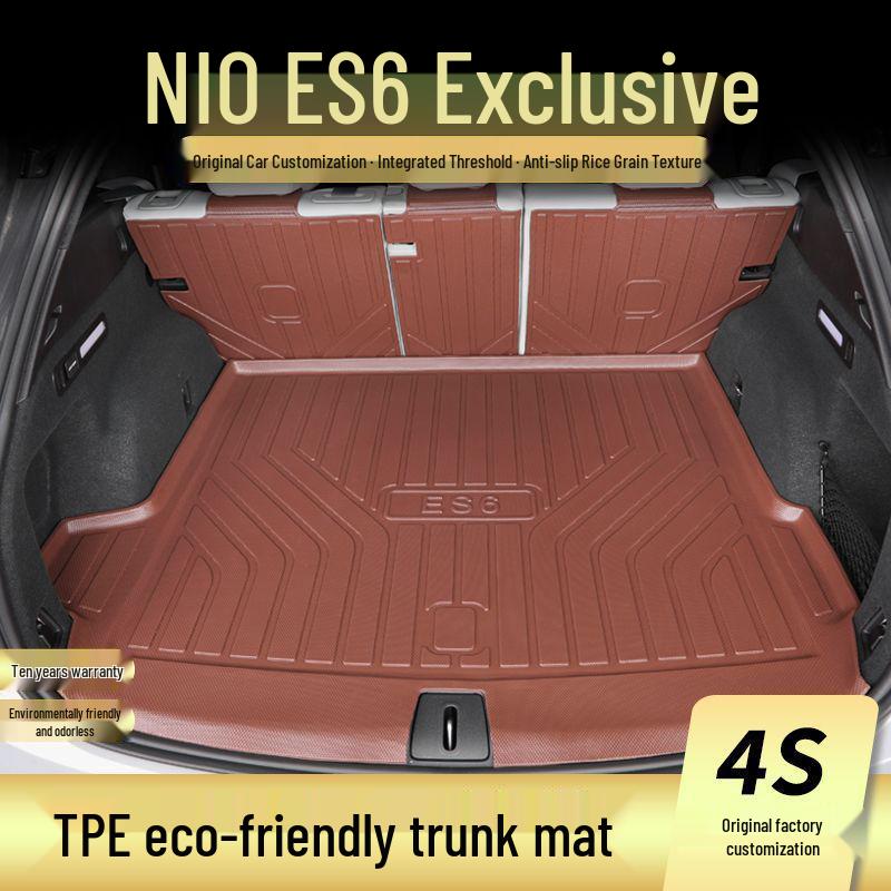 Compatible with 25 NIO ES6 models: TPE trunk mat, tailgate mat, door sill mat, and trunk cover.