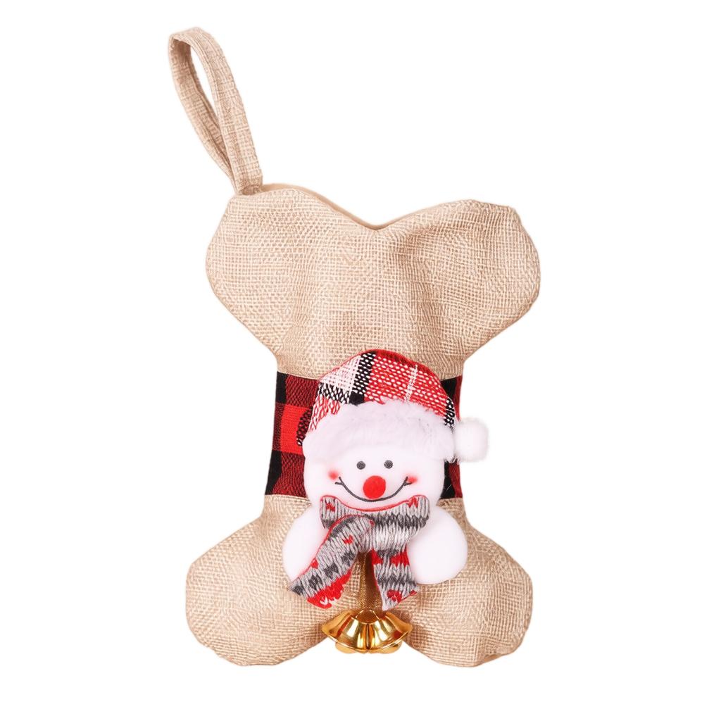 Plaid Fabric -Shaped Pet Christmas Stocking, Hanging Gift Bag for Holiday Decor