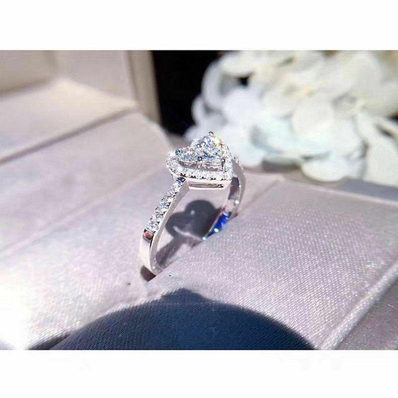Sanjie Wish European-American Creative Heart Zircon Ring - Travel Souvenir Gift