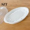 Microwaveable Fish Plate Steamed with Transparent Cover Steamer Pan Cooking Dish for Home Kitchen