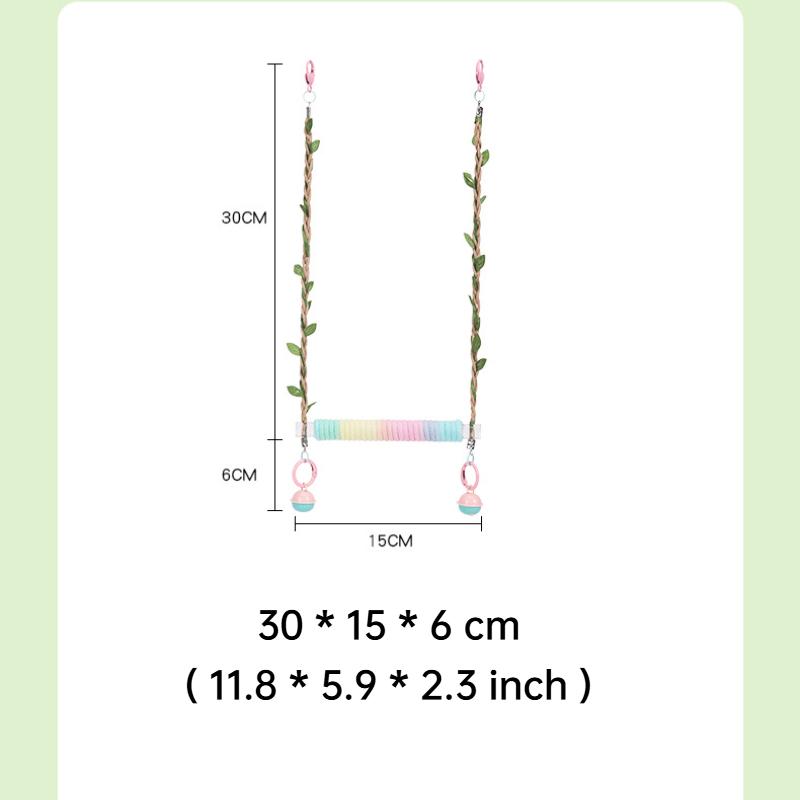 Parrot Swing with Bell Pet Play Perch Hammock Stand for Cockatiels Parakeets Lovebirds Budgies Canaries Finches