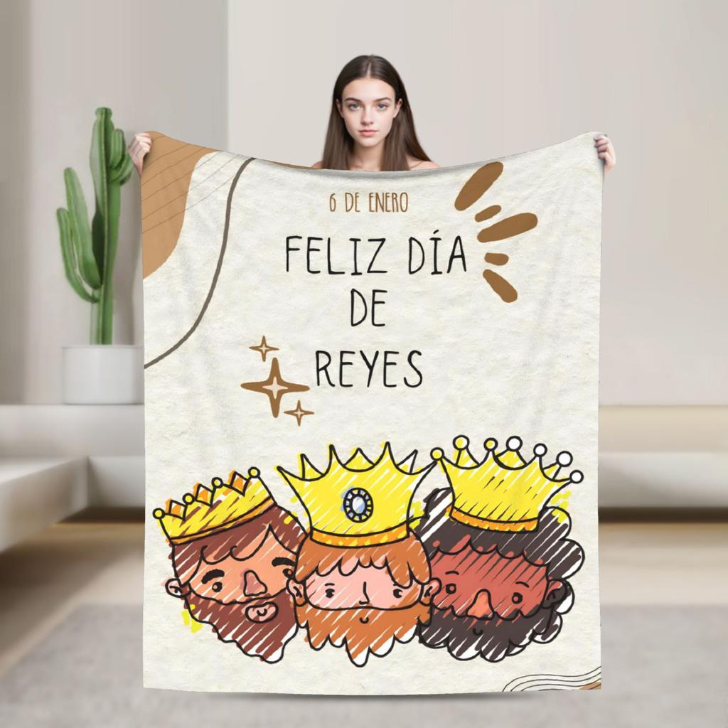 Día de los Reyes Magos Throw Blanket for Couch  Fuzzy Soft Plush Blanket 50x60 Inches Multi-size Bedspread for All Seasons