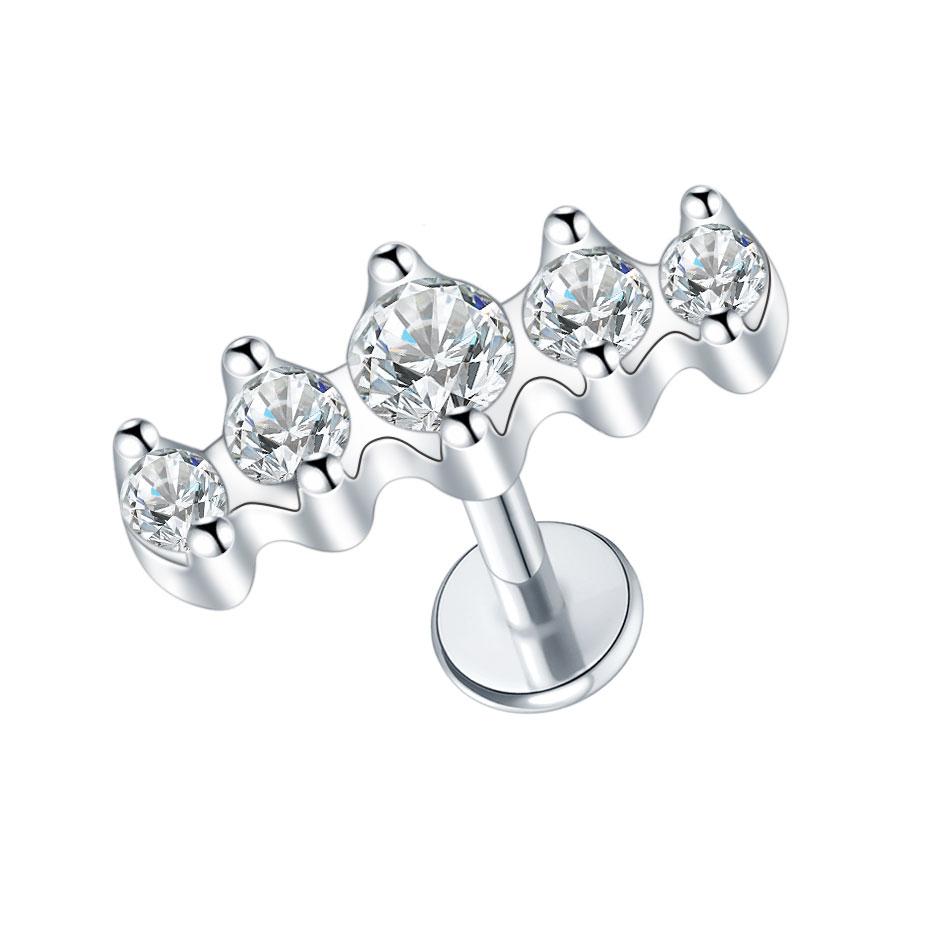 1/5PCS Steel 16G Cluster Marquise CZ Tragus Helix Stud Conch Lobe Rook Cartilage Leaf Flat Back Labret Stud Earrings Jewelry