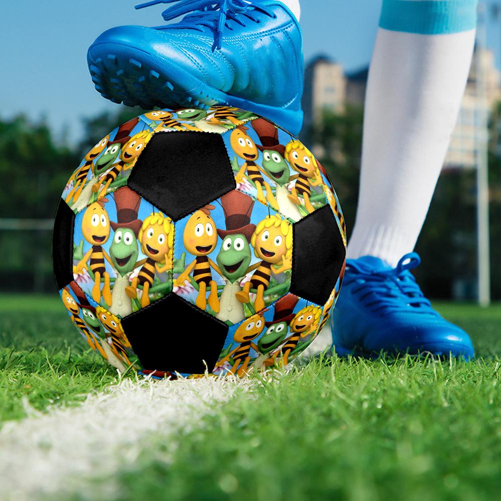 Bees and Maya Indoor Soccer Ball Colorful Machine Stitched PVC Size 5 Team Training Competition Ready Durable High-Bounce Cool Sports Gift
