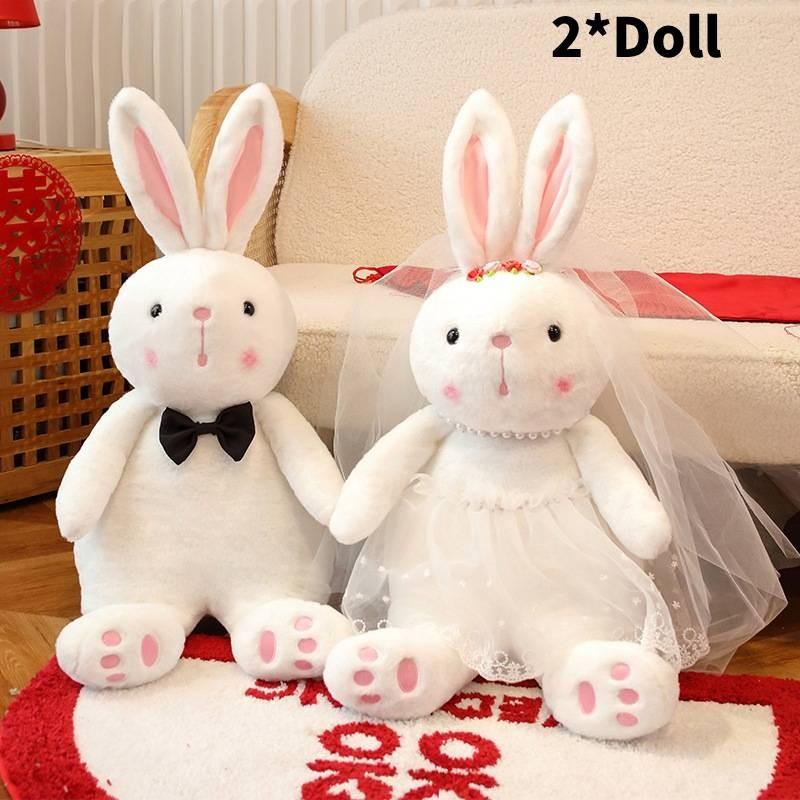 

Wedding Couple Rabbit Plush Toy Stuffed Animal Doll Home Decoration Kids Gift Wedding Dress,50cm