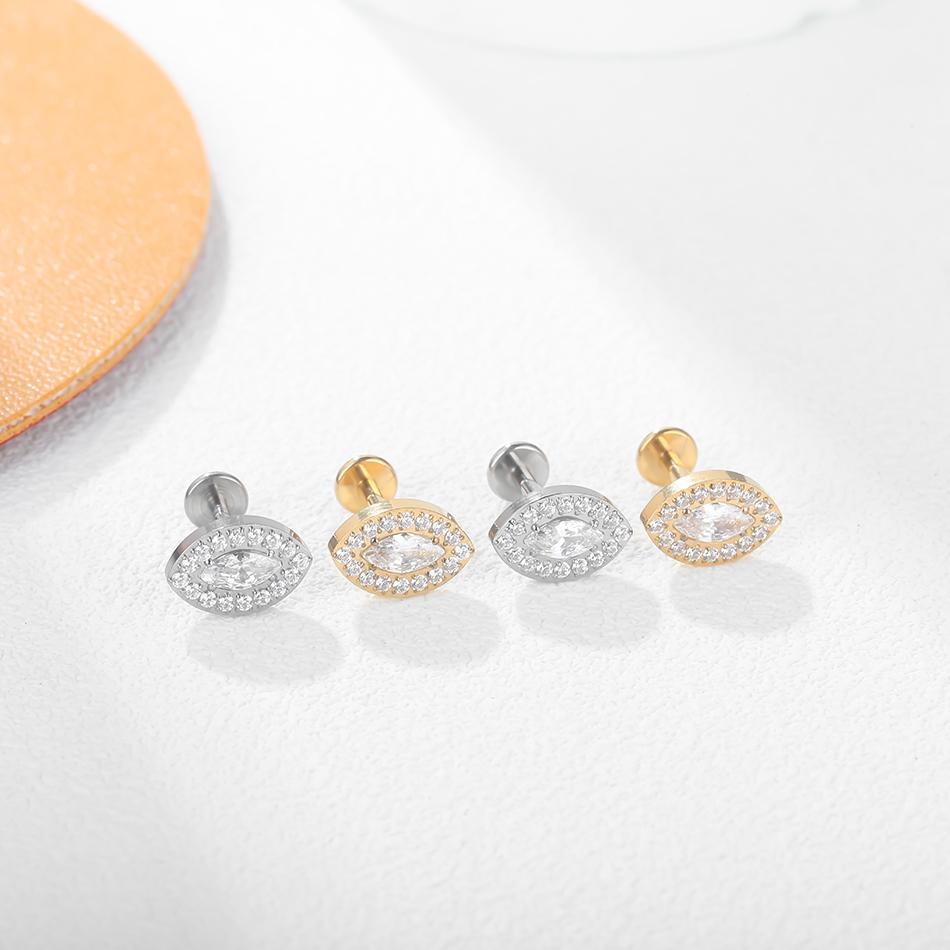 1PC Titanium Ear Piercing Cartilage Earrings Tragus Helix Pirsing Labret Piercing Cross Ear Lobe Lip Rings Daith Jewelry Women