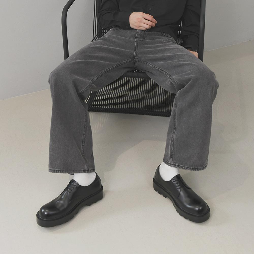 [Steps] Cepheus Round-Toe Balloon Derby Shoes Glossy Black [ST317] [Shipped from Korea] 100% Authentic