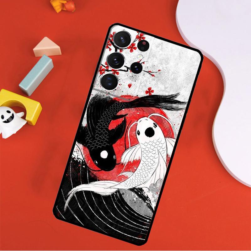 Koi Carp Fish Yin Yang Phone Case For Samsung Galaxy S24 Ultra S25 Ultra S9 S10 S20 S21 S22 S23 Plus S24 FE Cover