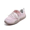 Fashion Pink Girls Mesh Satin Shoelaces Lace Up Sneakers 2025 New Fashion Women Casual Shoes Round Toe Platform Training Shoes