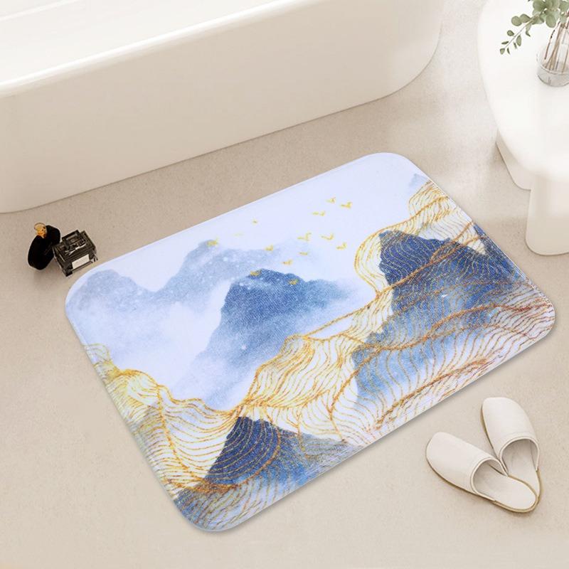 Artistic Pattern Bathroom Mat Feather Leaf Panda Abstract Designs Soft Non - Slip Rug for Bathroom Entryway Home Decor