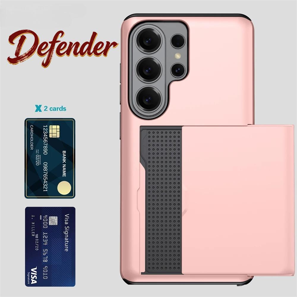 Military Wallet Credit Card Slot Back Slide OTT-BOX Case For Samsung S26 Ultra S25 S24 S23 S22 Plus Armor Shockproof Hard Cover