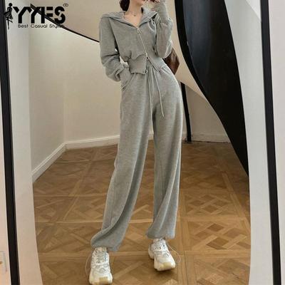 Damenmode Casual Frühling Herbst Einfarbig Drucken Langarm Mit Kapuze Hosen Hosen Anzüge