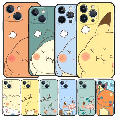 Pouzdro Funda pro Apple iPhone 14 11 13 7 12 Pro 7 XR XS Max 8 Plus 6 14Pro 13 Mini Black Soft Phone Coque Pikachu Pokemon Cute