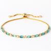 Gold Plated Aquamarine Baguette CZ Adjustable Tennis Bracelet – Dainty Summer Jewelry, Sparkle Gift for Women