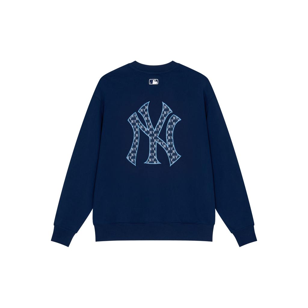 MLB SS24 New York Yankees Logo Monocolore Vestibilità Larga Felpa Girocollo Sportiva Felpa per Inizio Primavera Unisex Blu Navy 3AMTM0341-50NYS