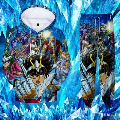 Anime Saint Seiya 3D Potlač Mikiny Oblek Muž Žena Tepláková súprava Nohavice 2ks Súpravy Nové Detský Pulóver Cosplay Muž Tepláky