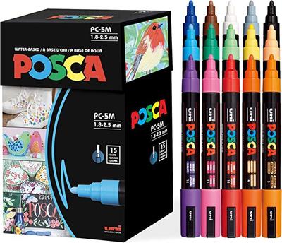 Mitsubishi Pencil Marker 15 Color Ink PC5M15C Posca/POP [Medium Set] Water-based