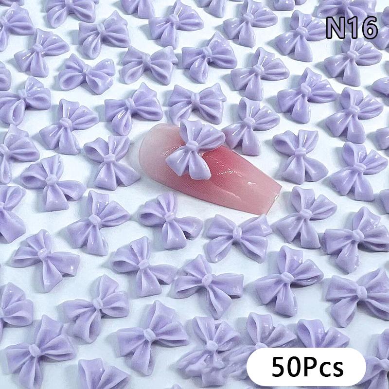 50Pcs Ribbon Resin Bow Nail Charm Parts 3D  Nail Art Decoration Accessories Supplies For Diy Korean Manicure Design