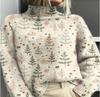 New Christmas abstract print casual cape jacket cardigan thick needle sweater